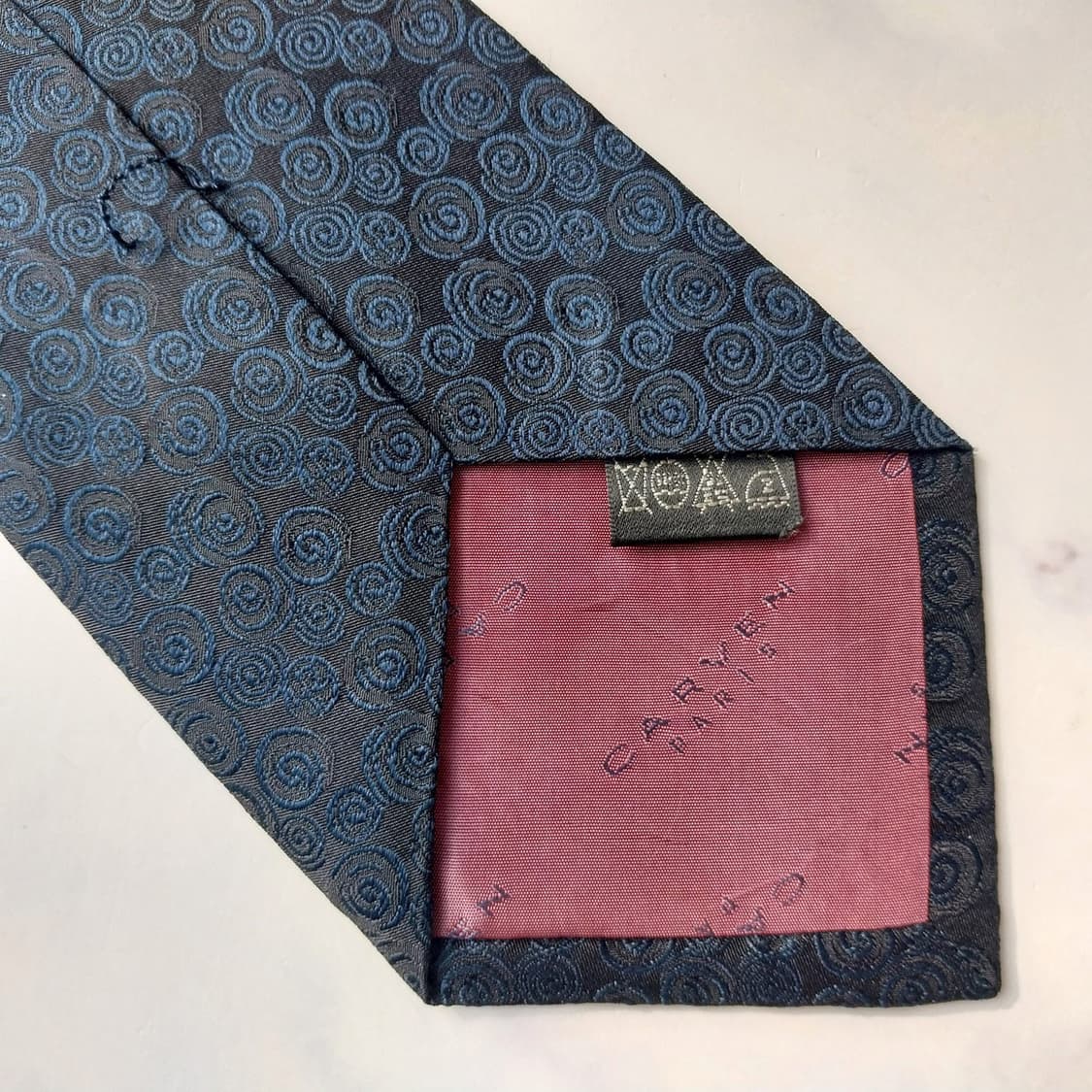 까르뱅 실크 네이비 소용돌이 자카드 넥타이 9.4cm A+등급 K2106 상품이미지8