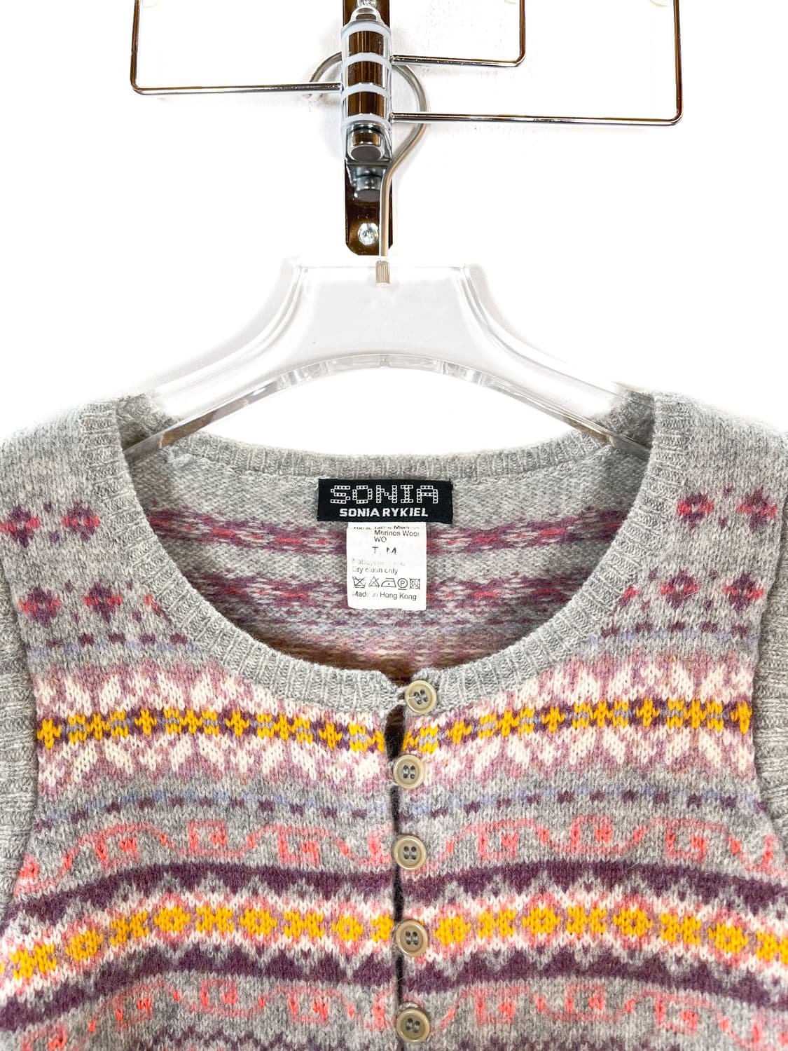 소니아 리키엘 노르딕 패턴 멀티버튼 울 가디건 상품이미지4