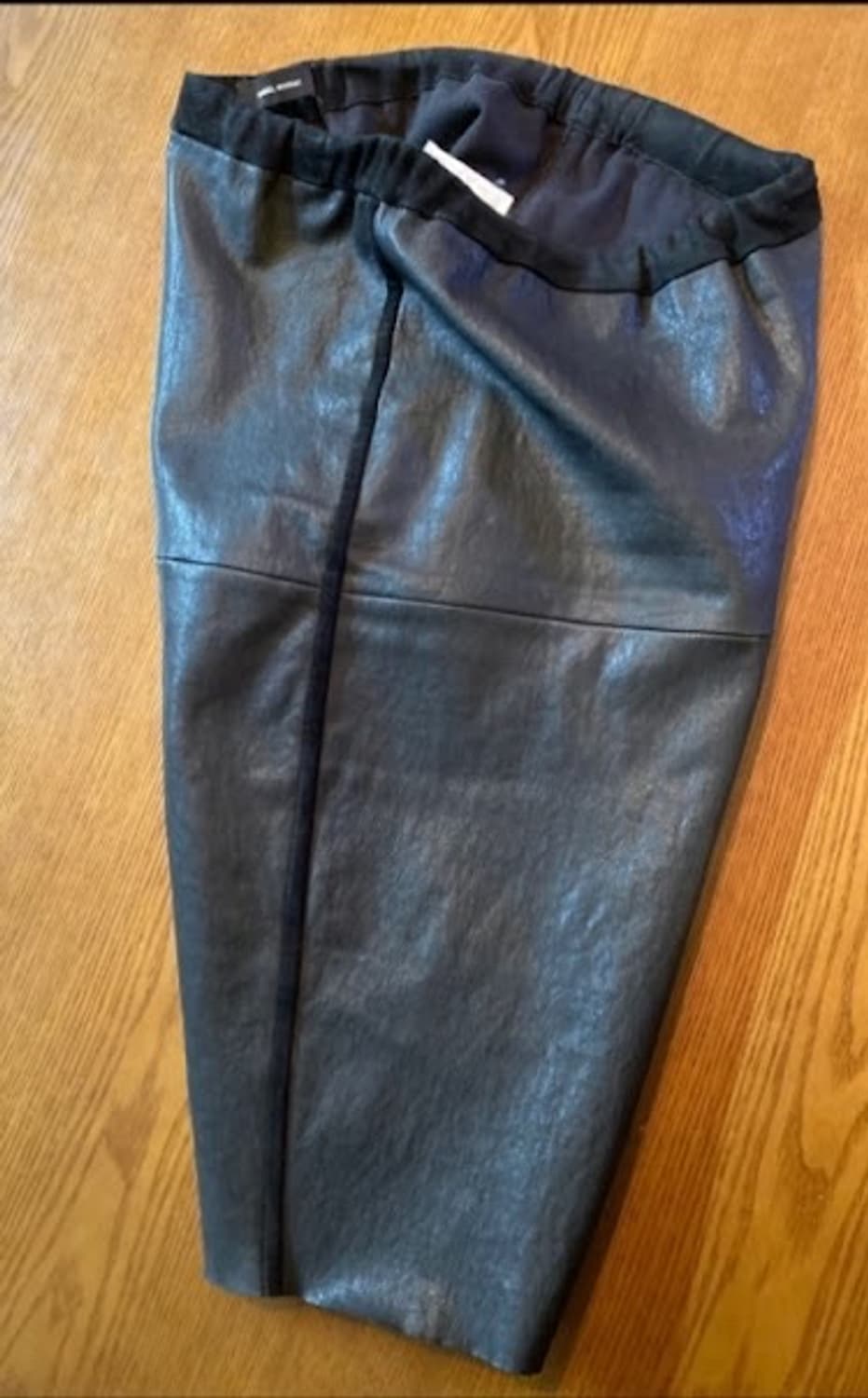 이자벨 마랑(Isabel Marant) 램스킨 레더 배색 슬릿 스커트 3 상품이미지1