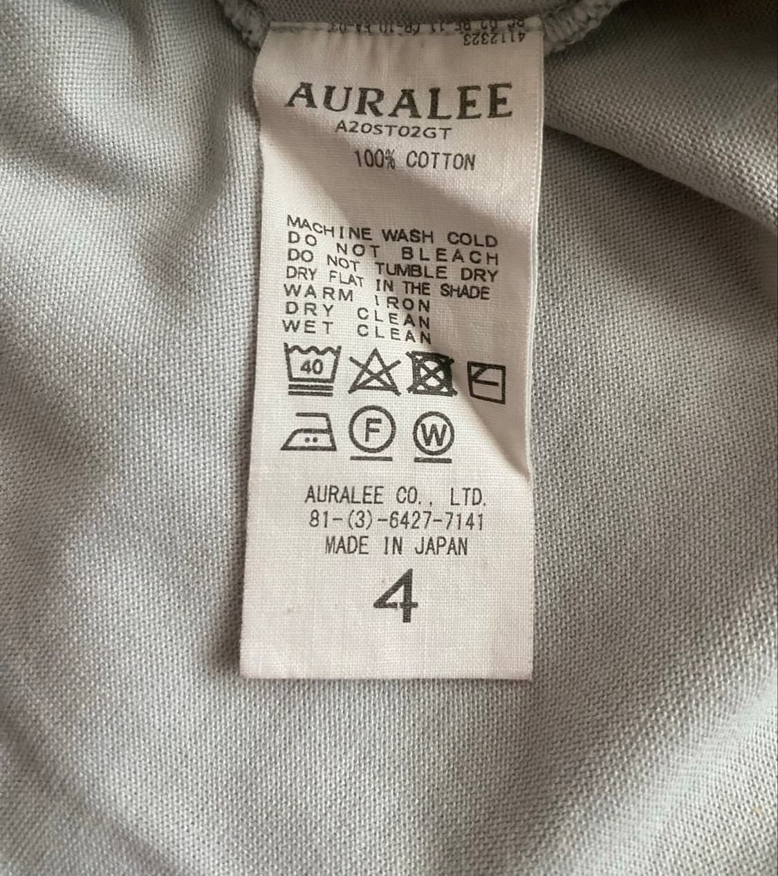 (4)오라리Auralee 20SS 러스터 플레이트 티셔츠 라이트블루 상품이미지5