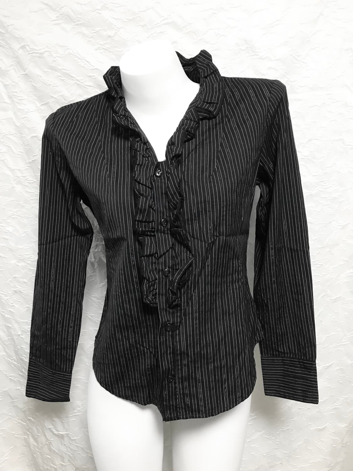 빈티지 긱시크 고딕 스트라이프 프릴 셔츠 상품이미지1