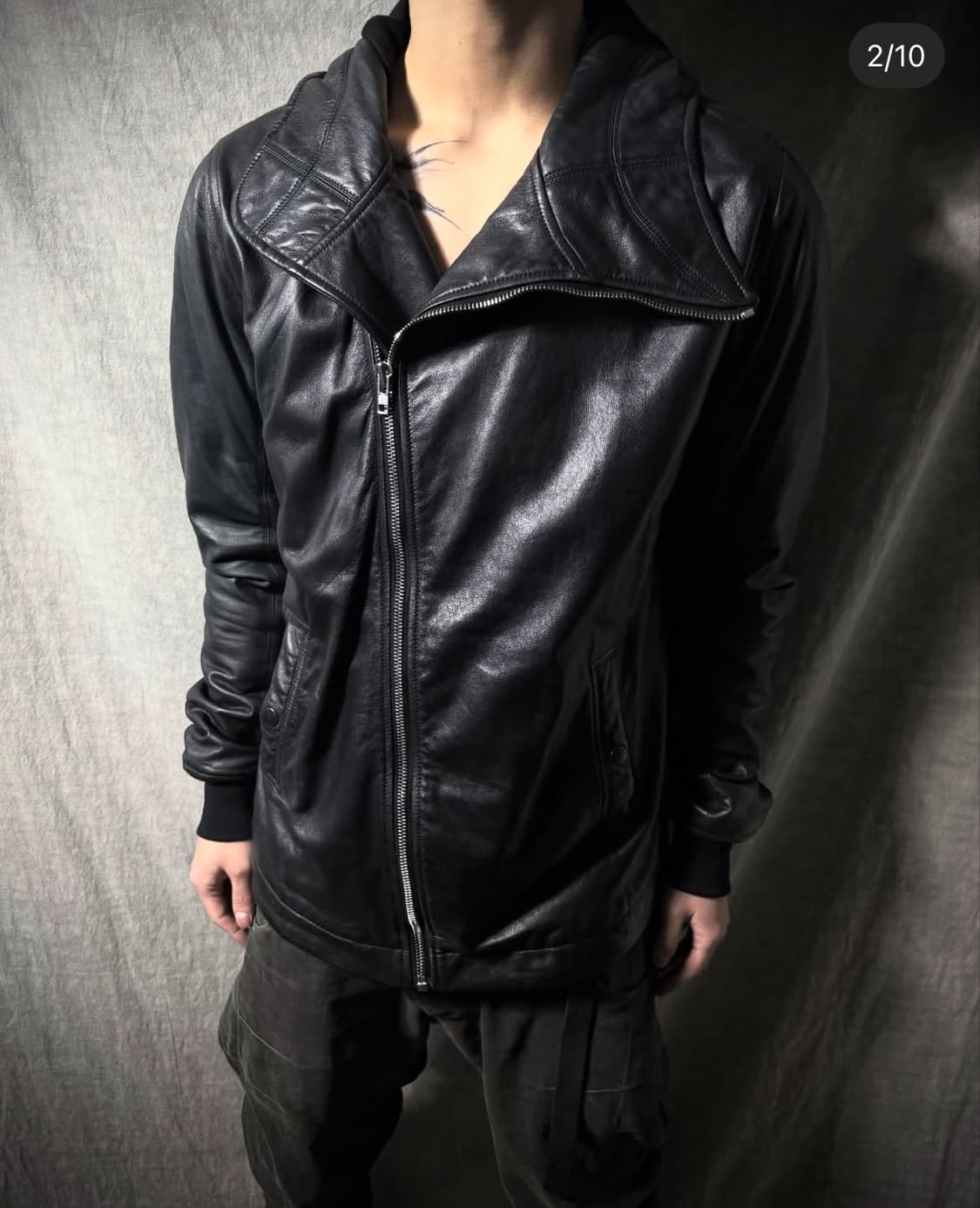 릭오웬스 2014FW Leather Hooded Jacket 상품이미지2