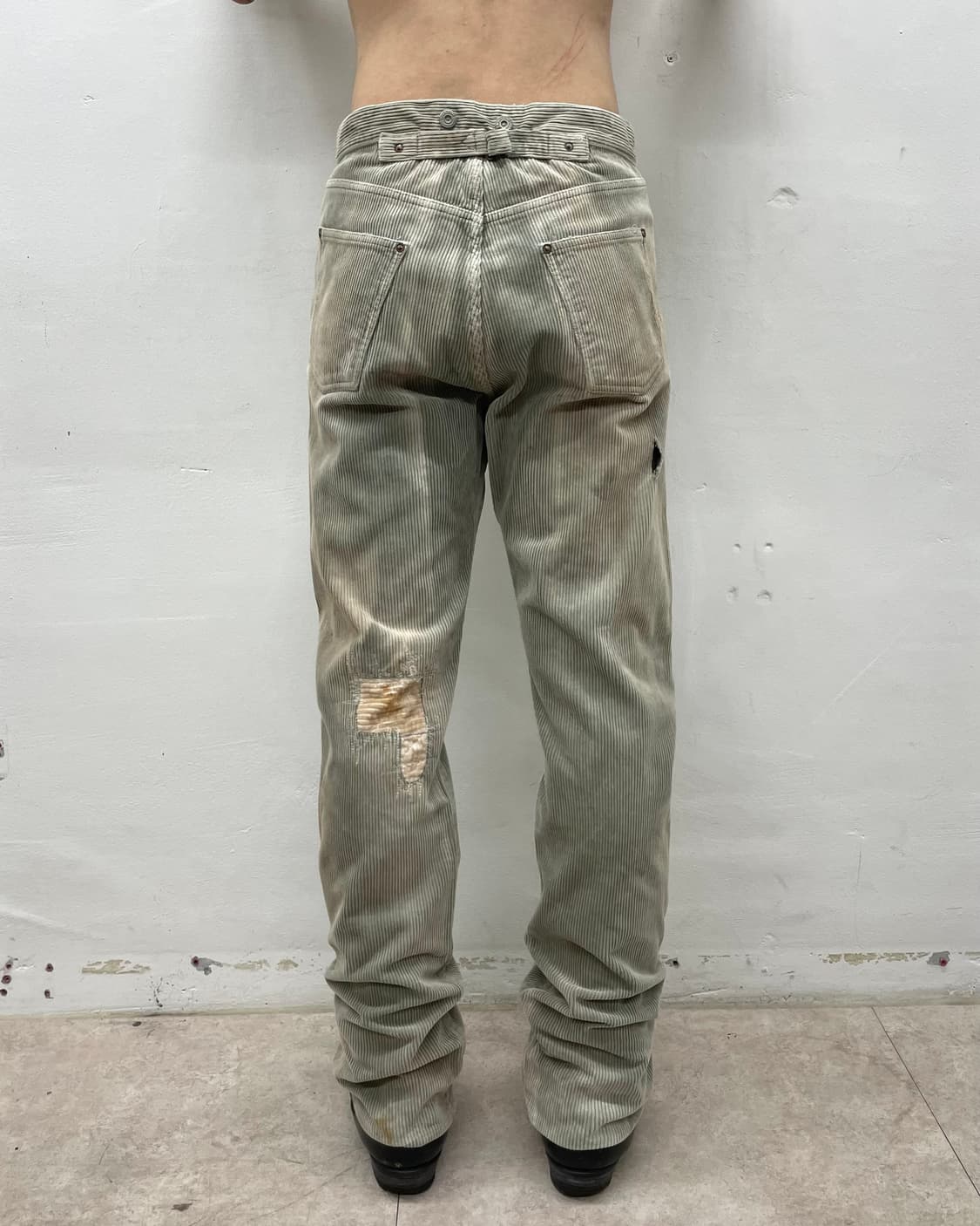 Patchwork washed corduroy green pants 상품이미지3