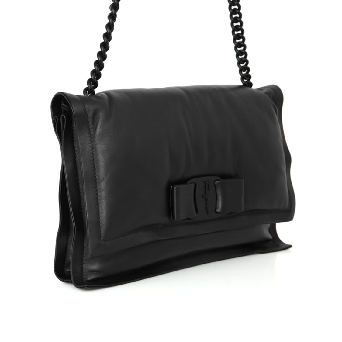 페라가모 비바 패딩 블랙 리본 바라 체인 숄더백 21I287 크로스 상품이미지4