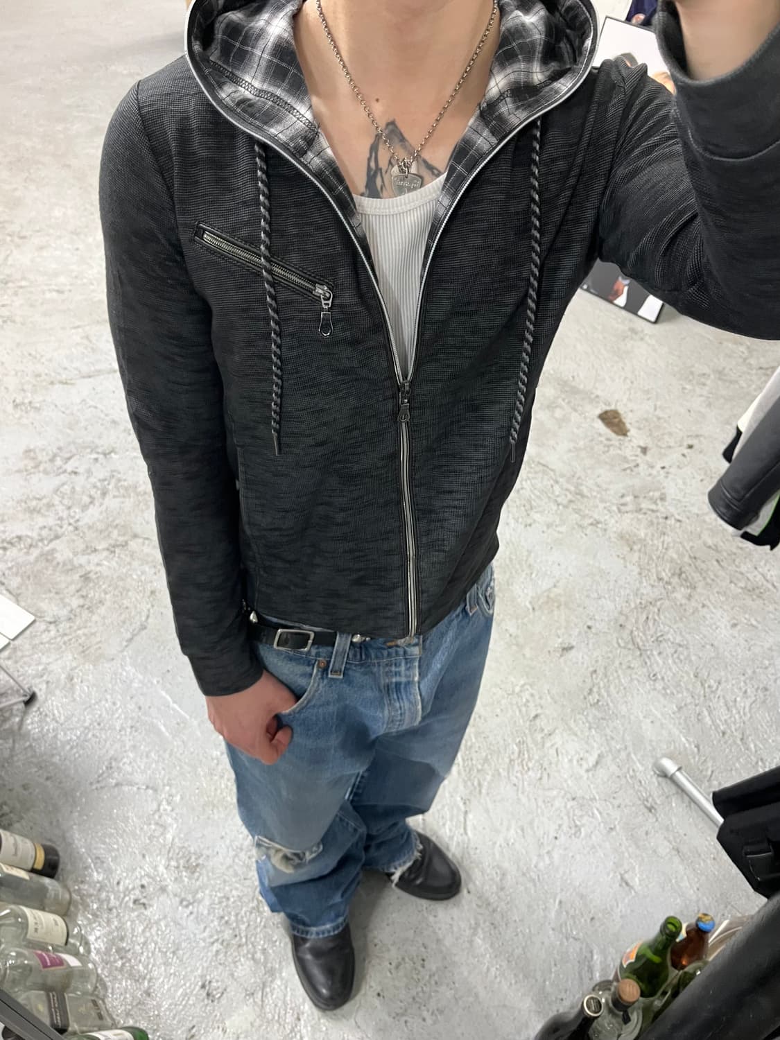 plus one zip detail hood zip up 상품이미지3