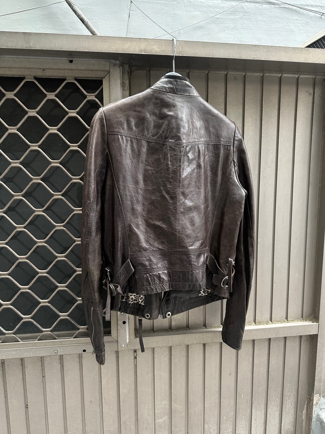 Lambs leather leopard zipper jacket 상품이미지4
