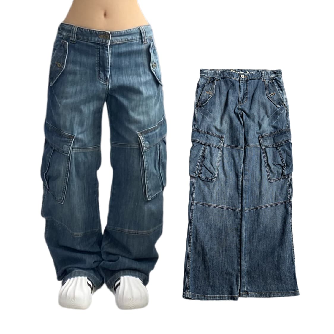탄창 Y2K 데님 와이드 멀티포켓 카고팬츠 상품이미지1