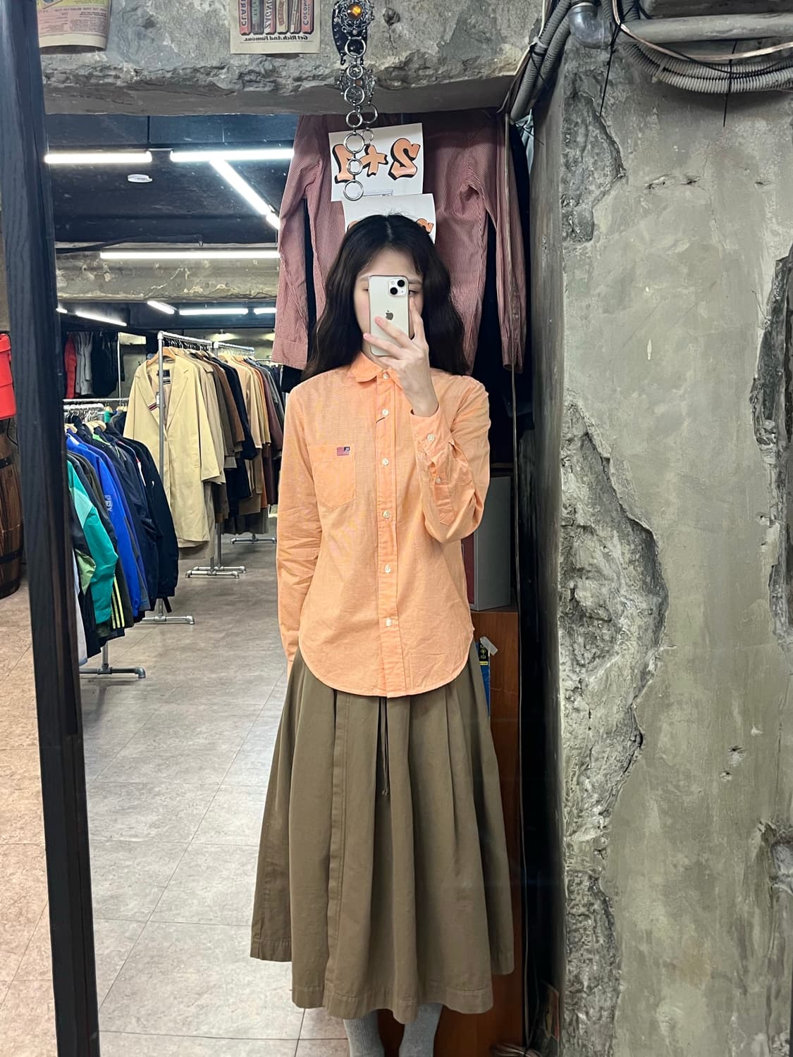 폴로 진스 깅엄 체크 셔츠 오렌지 #csz3143 상품이미지2