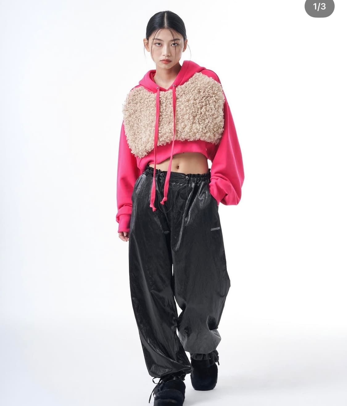 체리퀴리 퍼 크롭 후드티 상품이미지2