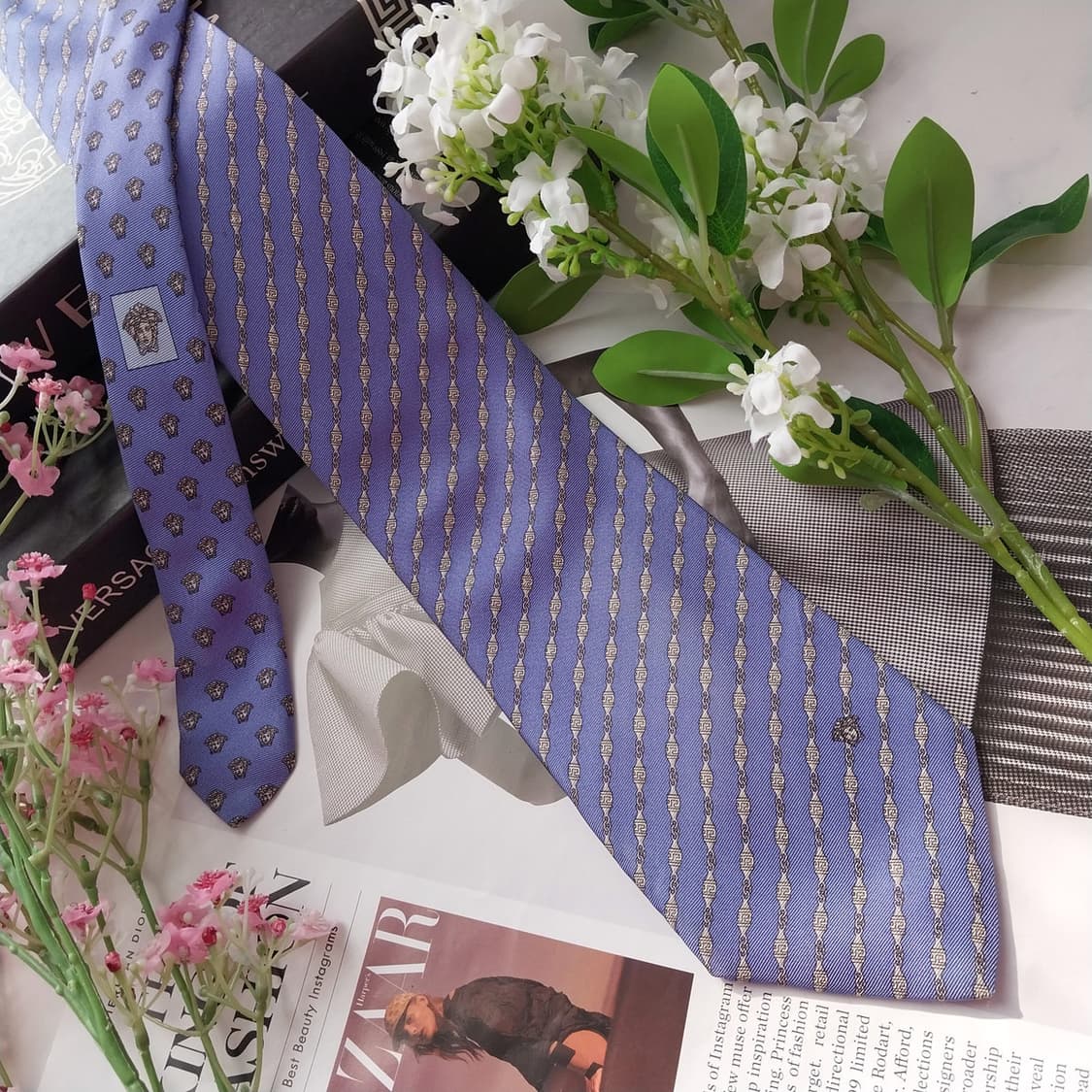 베르사체 실크 메두사 스트라이프 넥타이 9.1cm A등급 K2121 상품이미지3