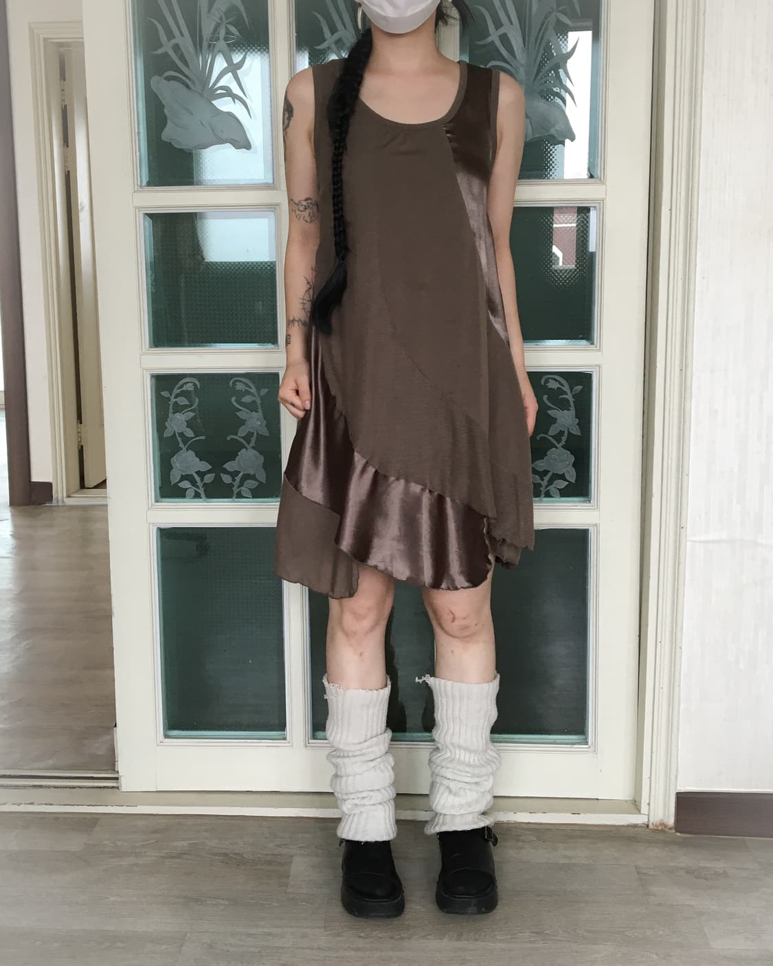 Unbalanced patch point sleeveless onepie 상품이미지7