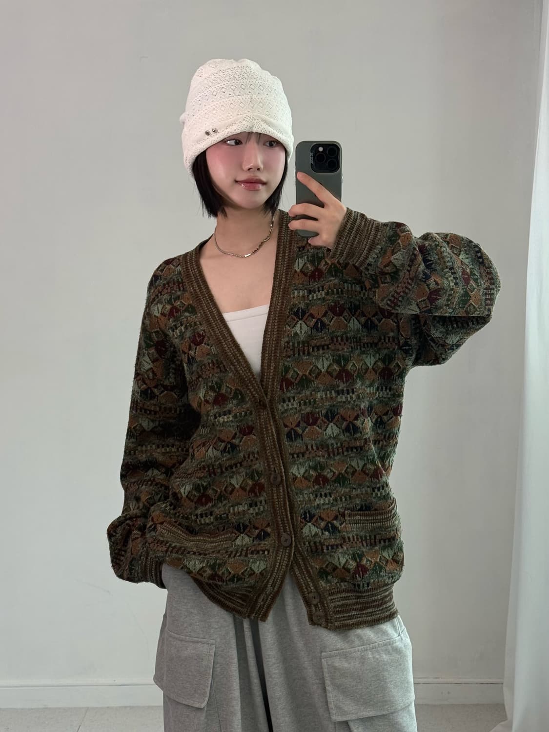 미쏘니 빈티지 패턴 가디건 상품이미지2