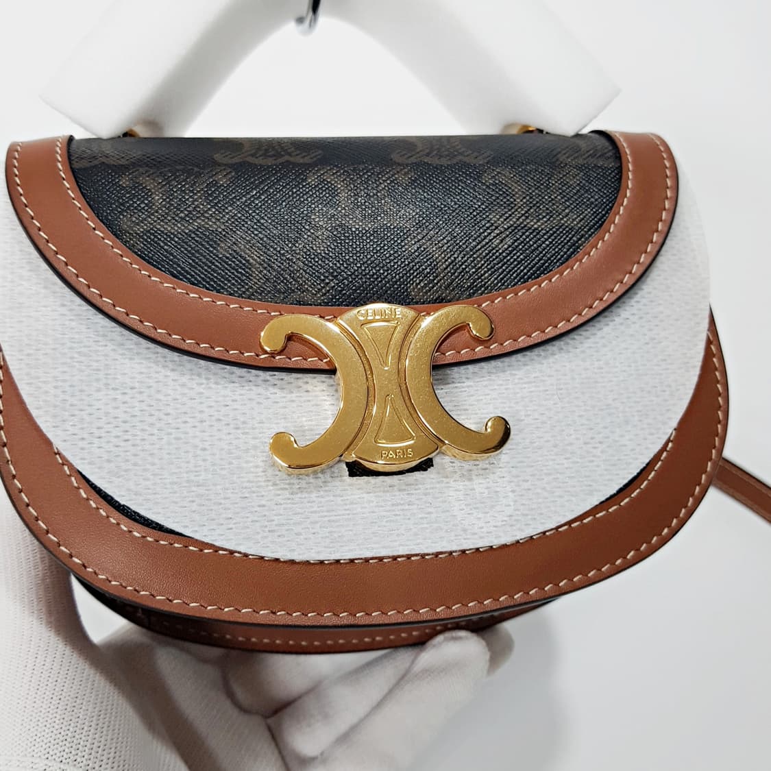 새상품! 셀린느 미니 클레아 베사체 트리오페 캔버스 탠 탑핸들  상품이미지3