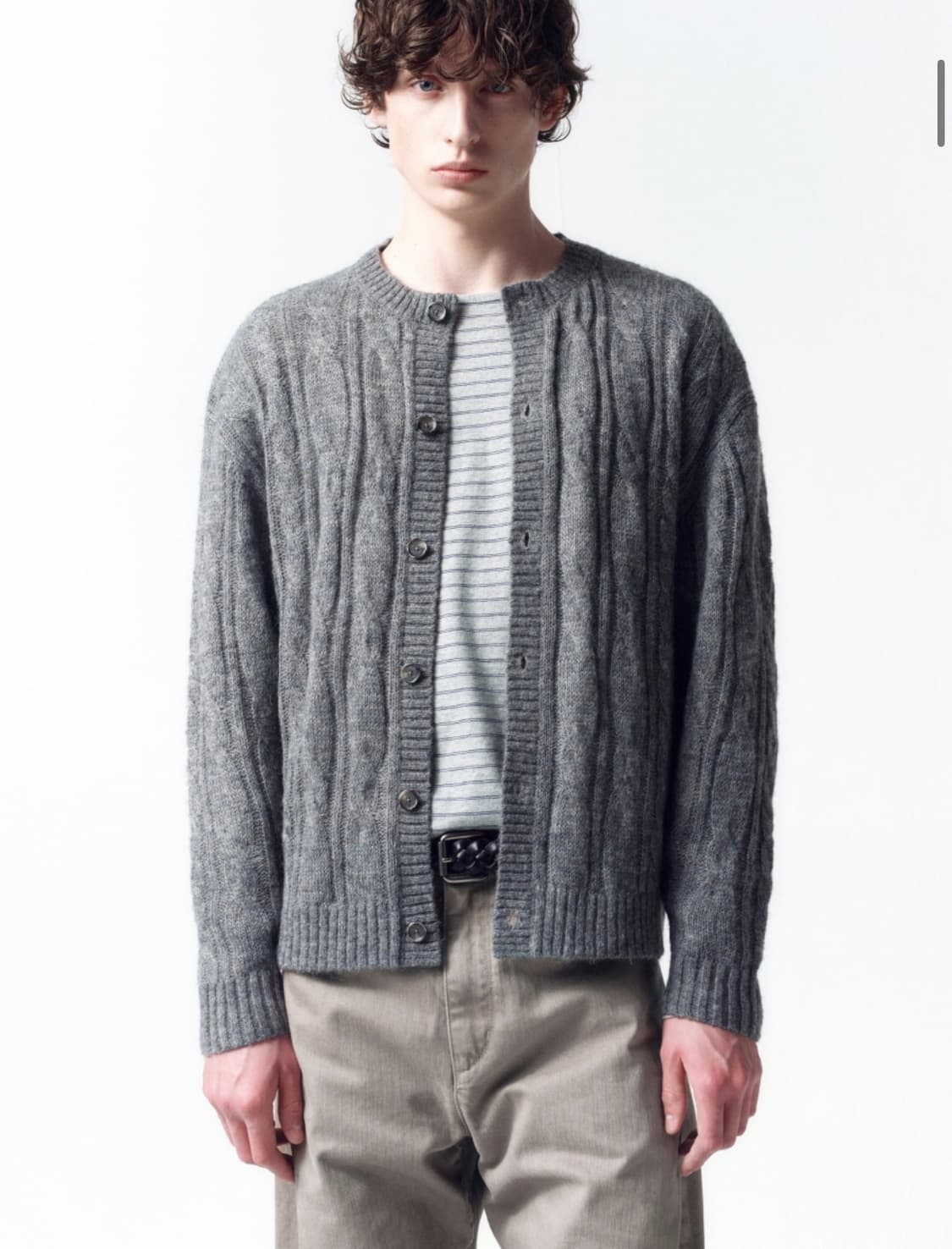 인사일런스 시어드 케이블 카디건 MELANGE GREY L사이즈 상품이미지5