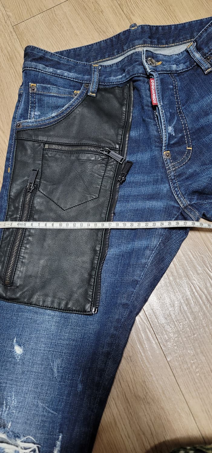 디스퀘어드2 루키 가죽 쿨가이핏 데님 청바지. EU 46 상품이미지6