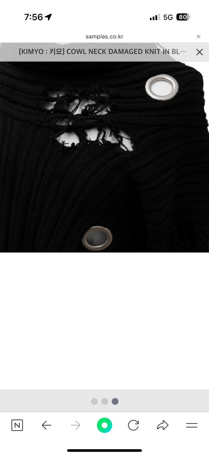 kimyo COWL NECK DAMAGED KNIT IN BLACK 상품이미지3