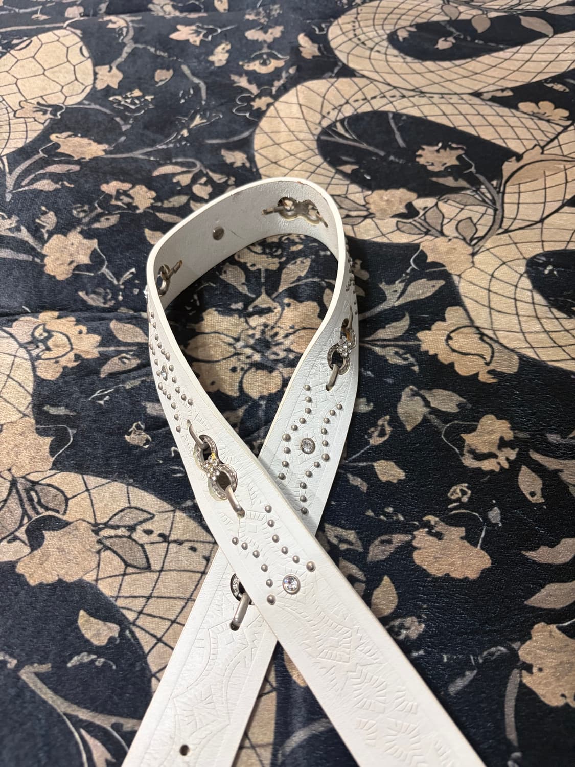 western cubic buckle detail white belt 상품이미지8