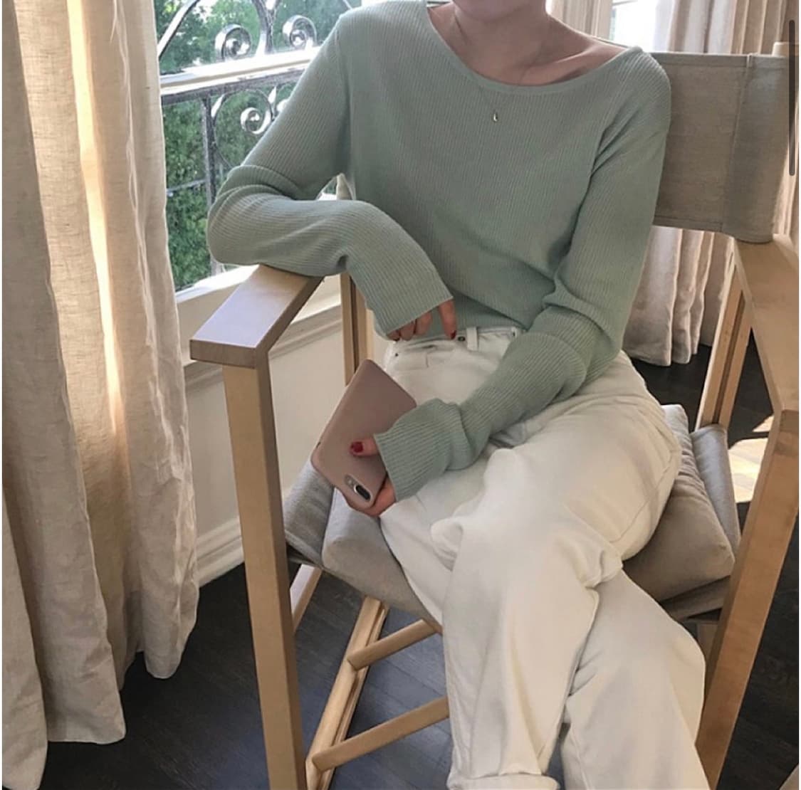 시어드 라인 니트 민트 상품이미지1