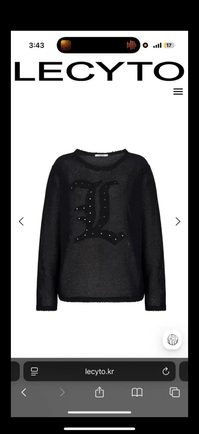 레시토 L 로고 스터드 메쉬 블랙 긴팔티 레씨토 상품이미지4