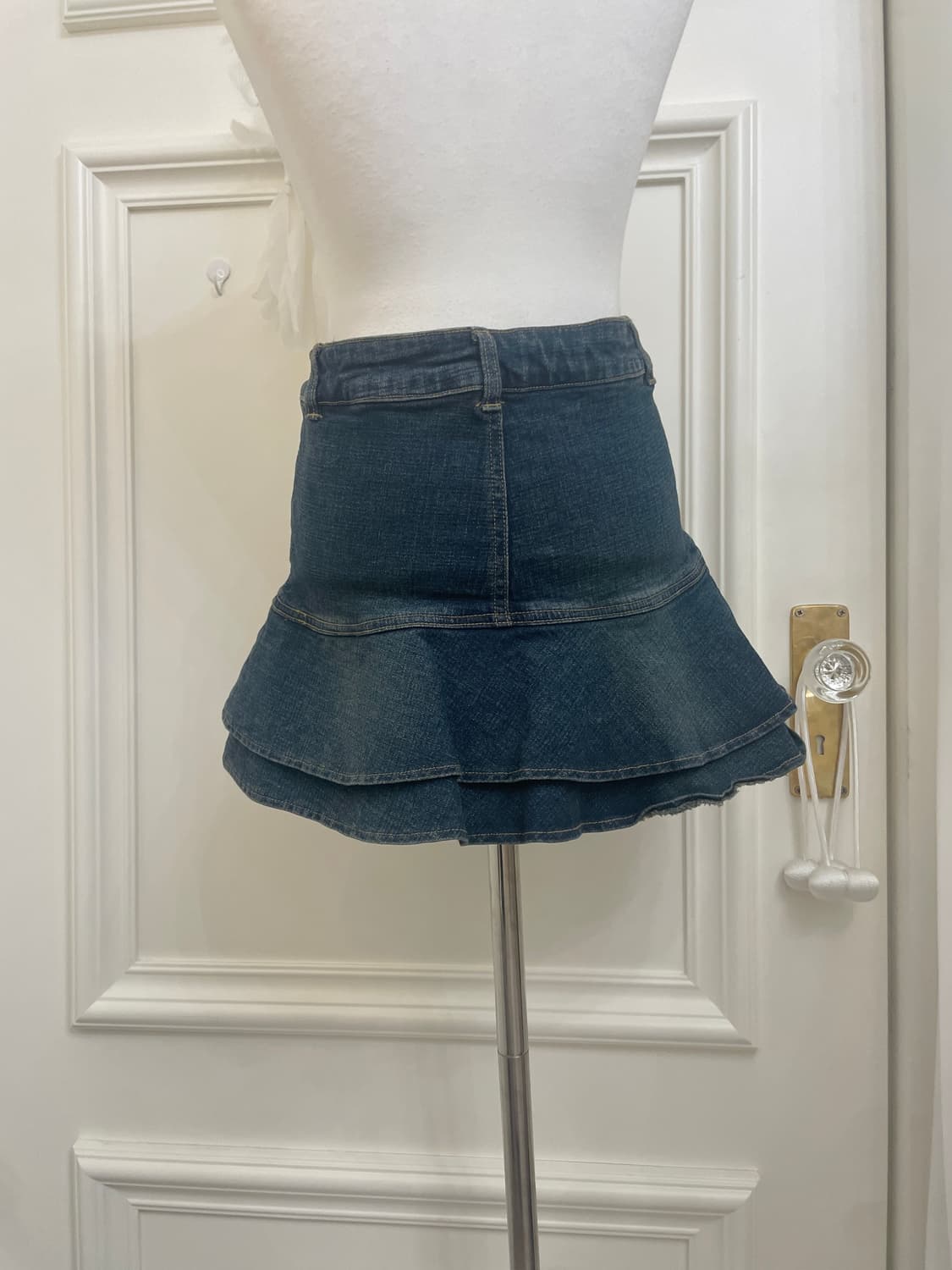 denim ruffle layered mini skirt 상품이미지4