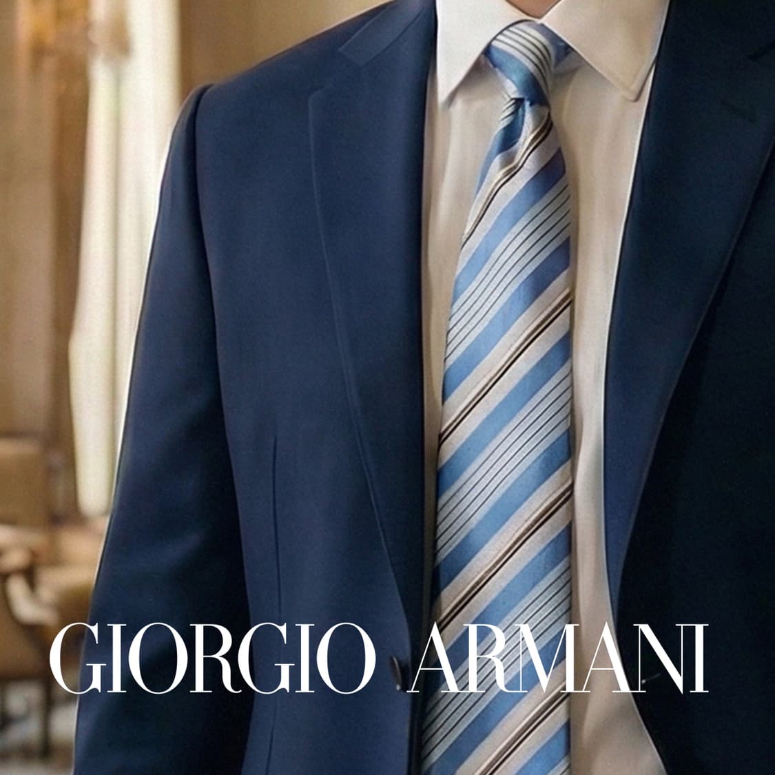 조르지오 아르마니 실크 스트라이프 넥타이 8.9cm A+~A A19609 상품이미지1