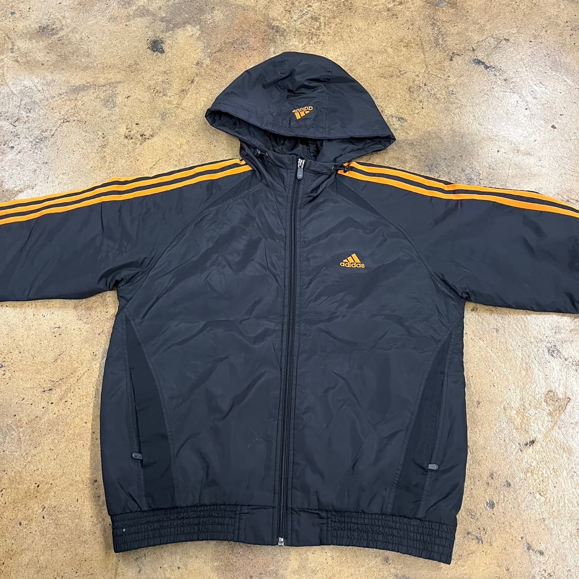 [정품/95] 아디다스 후드 바람막이 블랙 오렌지 삼선 b18 상품이미지3