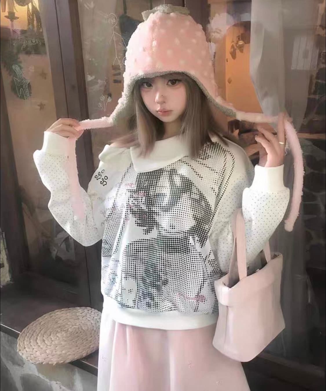 화이트 카라 긴팔 티셔츠 상품이미지2