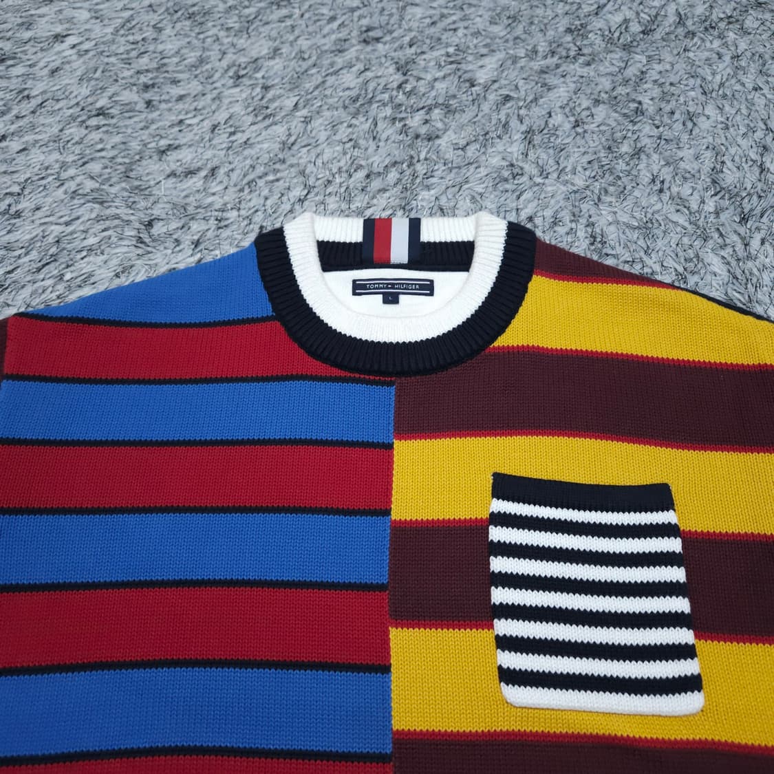 타미힐피거) L 남자 오버핏 스트라이프 니트 / 왕눈이샵 상품이미지3