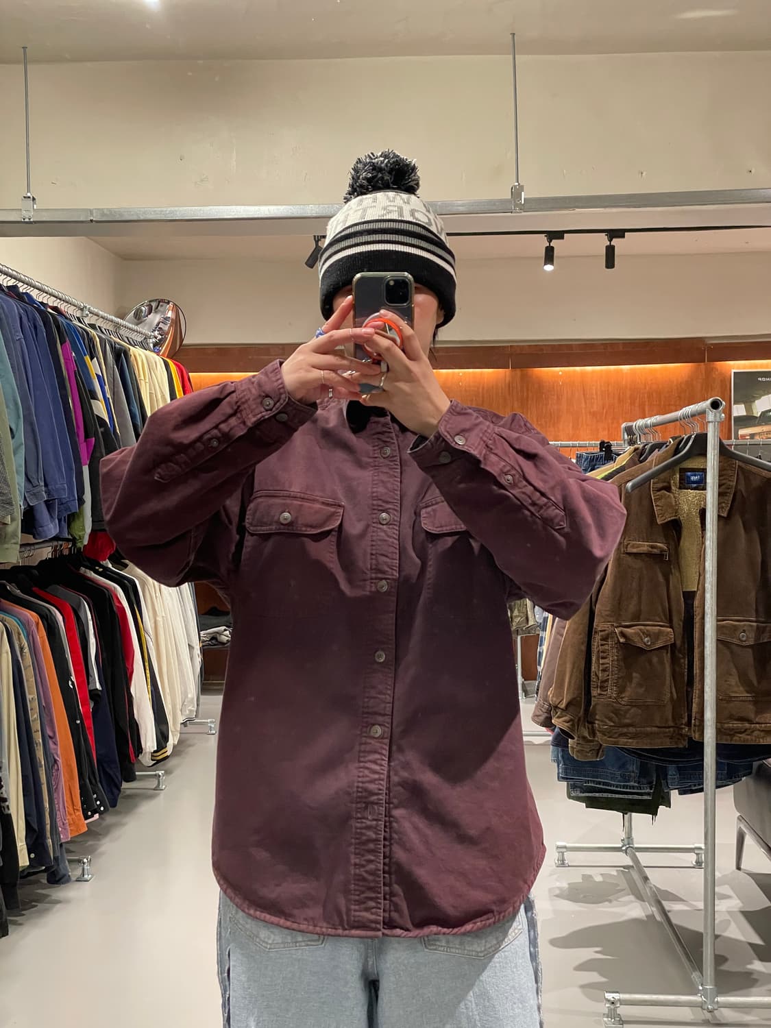 빈티지 버건디 플리스 셔츠 상품이미지1