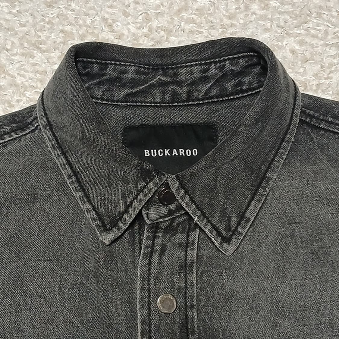 버카루 오버핏 흑청 데님셔츠 M 상품이미지3