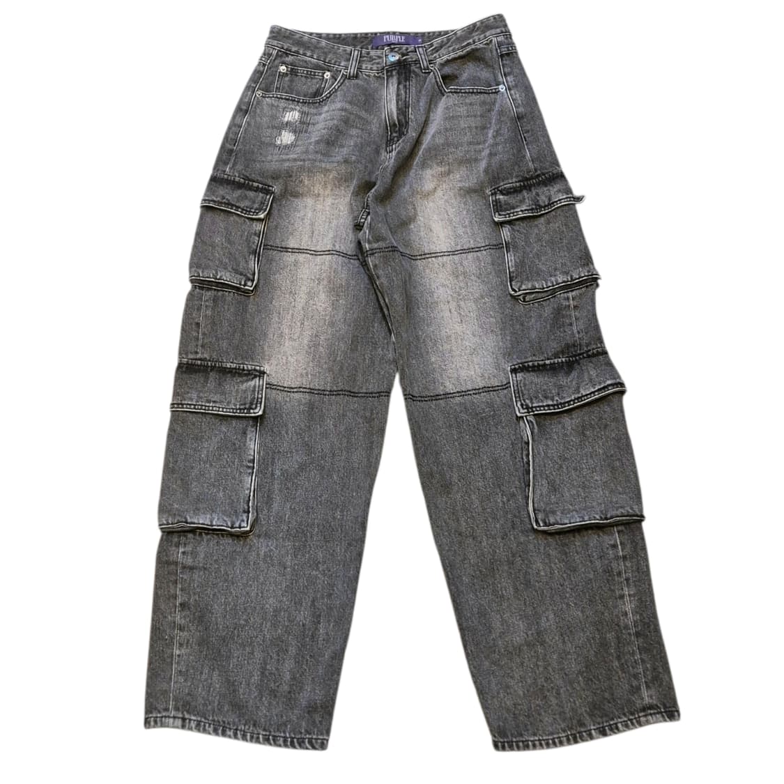 30인치 워싱그레이 새미와이드핏 카고데님팬츠  상품이미지1