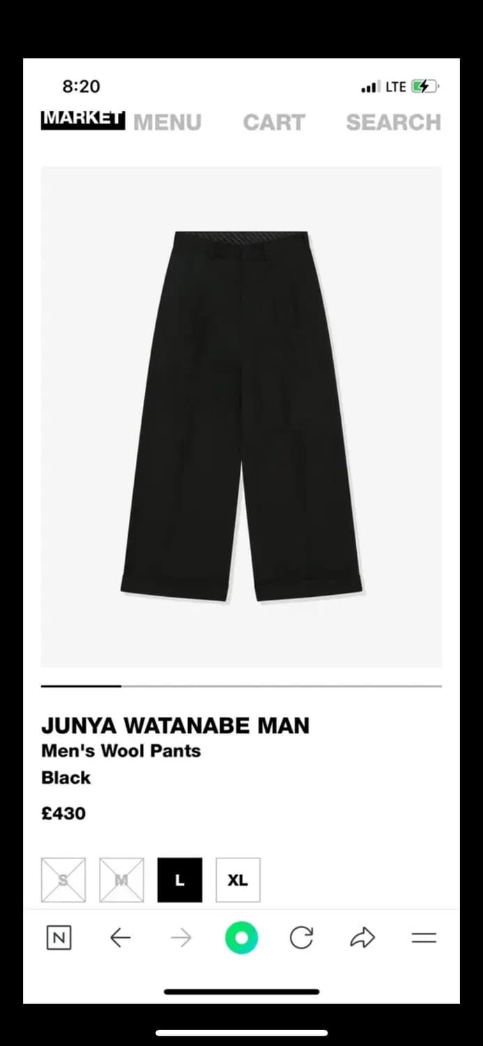 [M] 준야 와타나베 와이드 울 트라우저 블랙 꼼데 옴므 상품이미지9