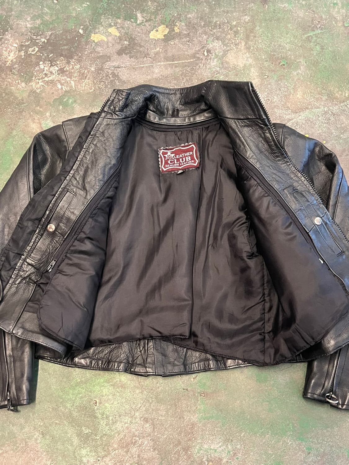 00's Y2K 레더클럽 천연 소 가죽 여성 바이커 자켓 상품이미지5