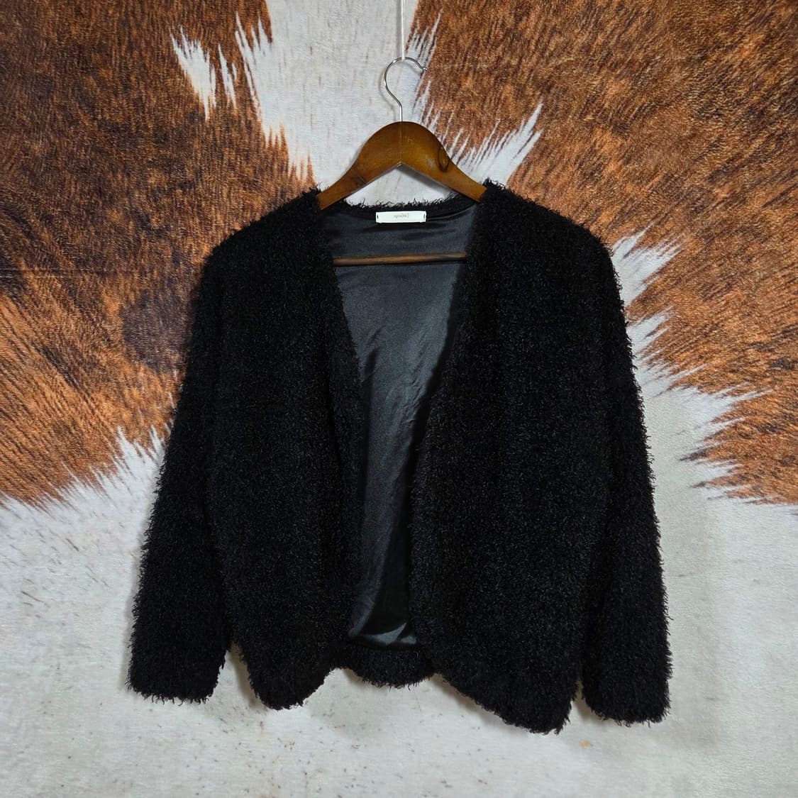 블랙 뽀글이 퍼 볼레로 가디건 상품이미지1