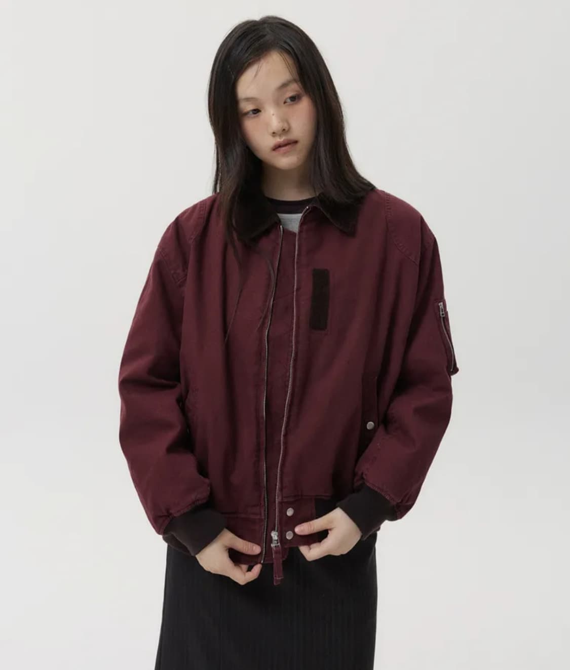 [OS] WASHED COTTON BLOUSON, BURGUNDY 상품이미지1
