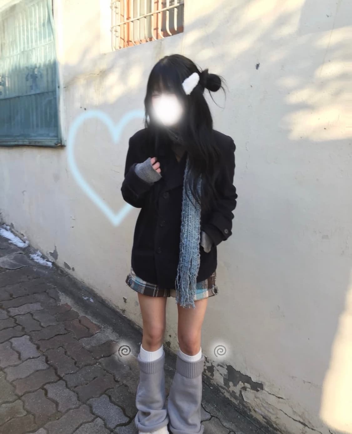 빈티지 세트 y2k 일본 코트 체크 반바지 목도리 나시 가디건 핀터레스트 상품이미지3