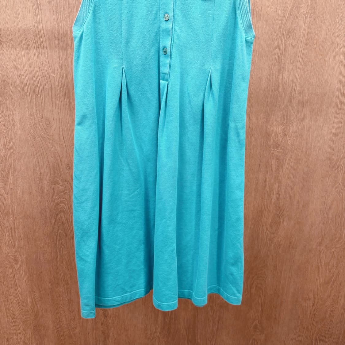 라코스테 슬리브리스 피케 원피스 로고 자수 핀턱 플리츠 버튼 디테일 민트 상품이미지5