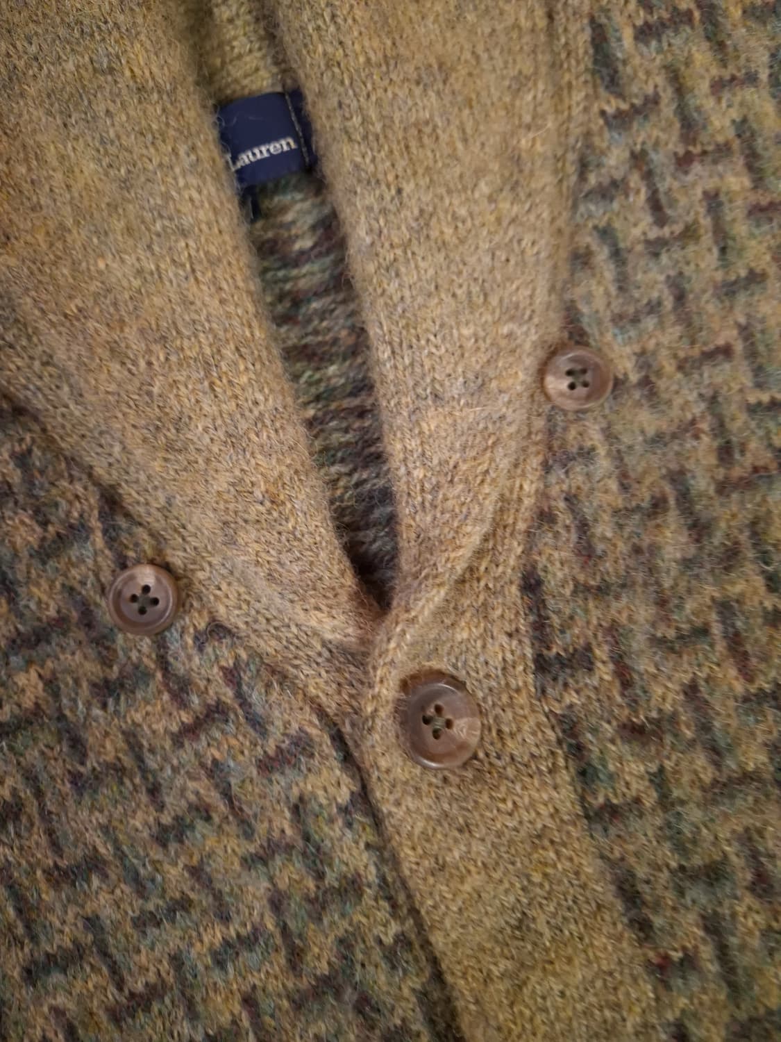 오리지날 80's 일본판 랄프로렌폴로 숄카라 울 숏 가디건 상품이미지3