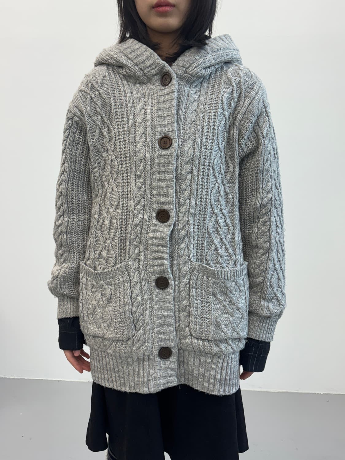 Sunny Village Cable Knit Hooded Cardigan 상품이미지2