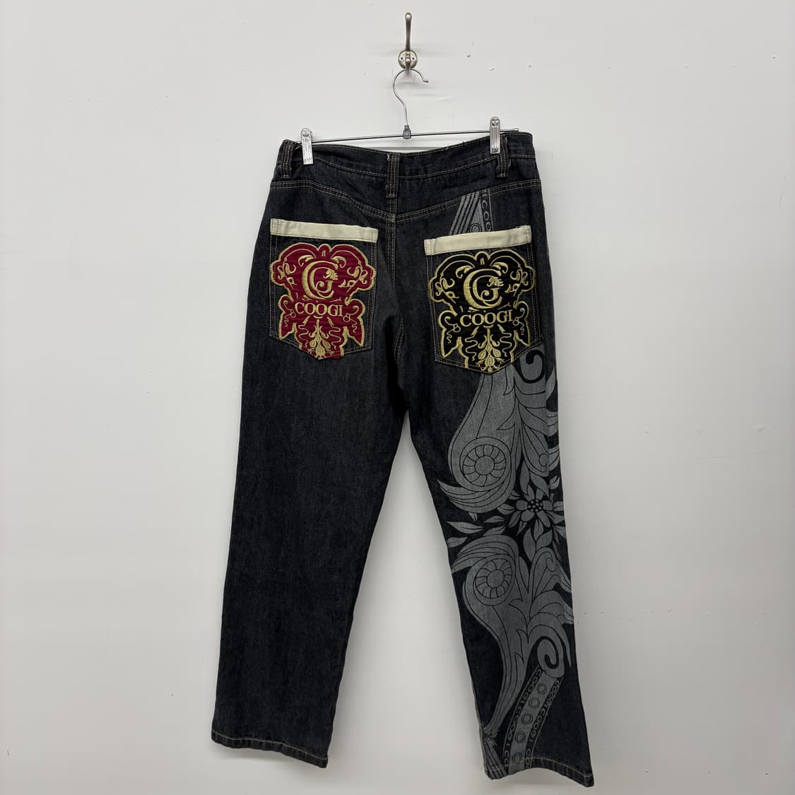 쿠지 COOGI 블랙 데님 팬츠 프린팅 진 31in 상품이미지6