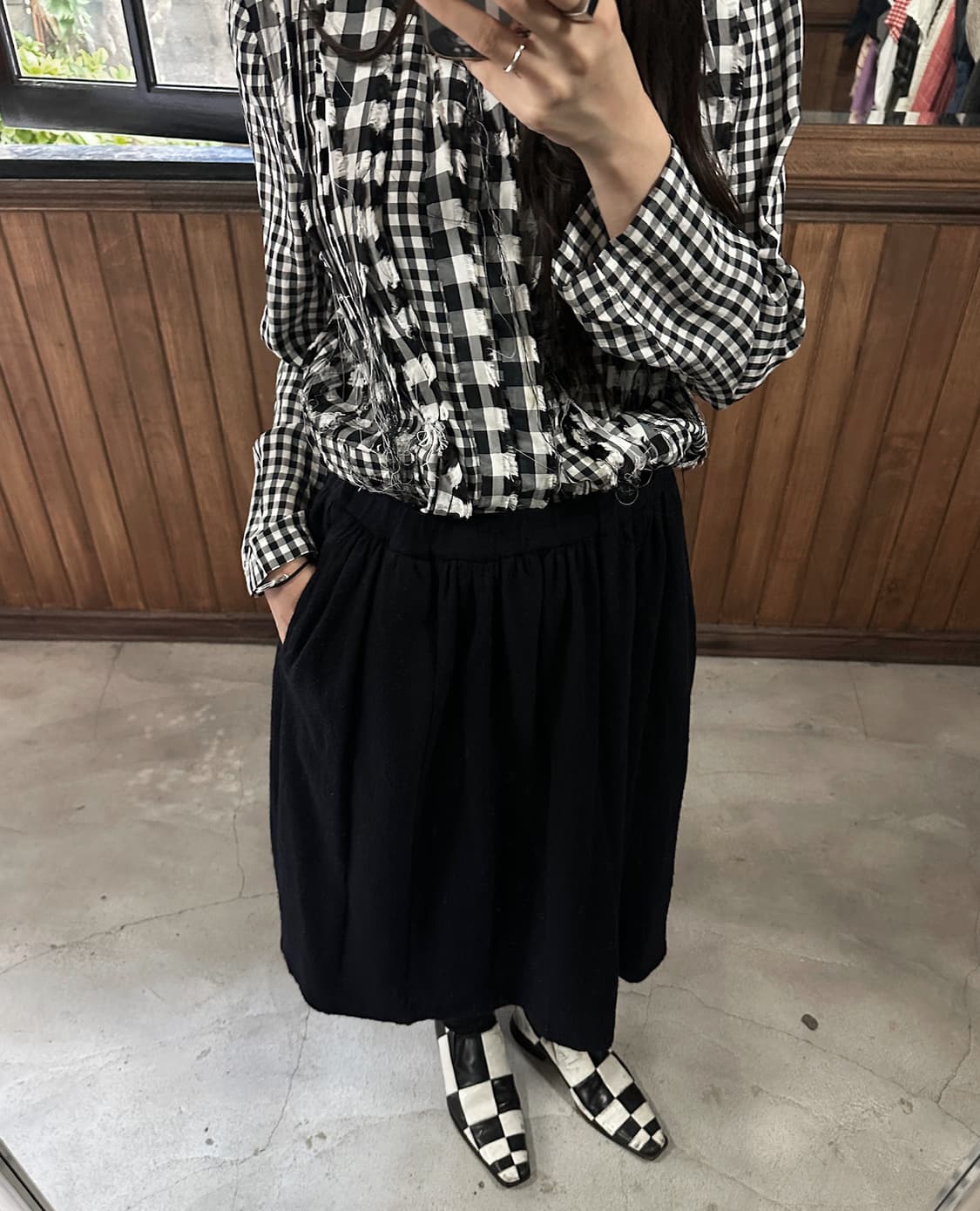 COMME DES GARCONS navy wool skirt 상품이미지3