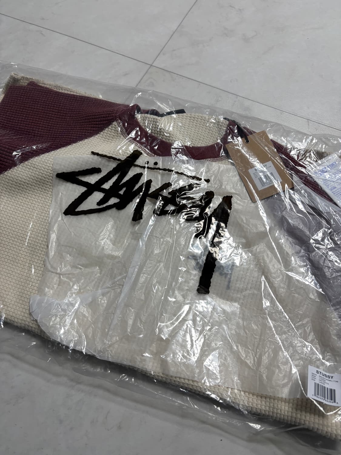 스투시 베이직 스투시 써멀 투톤 롱슬리브 티셔츠 오프 화이트 상품이미지3