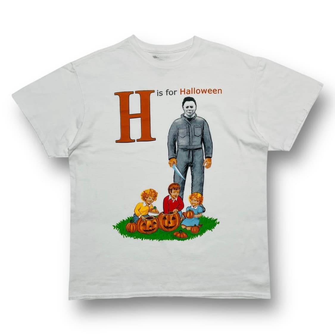 H is for 핼러윈 유령 빈티지 반팔 티셔츠 상품이미지1