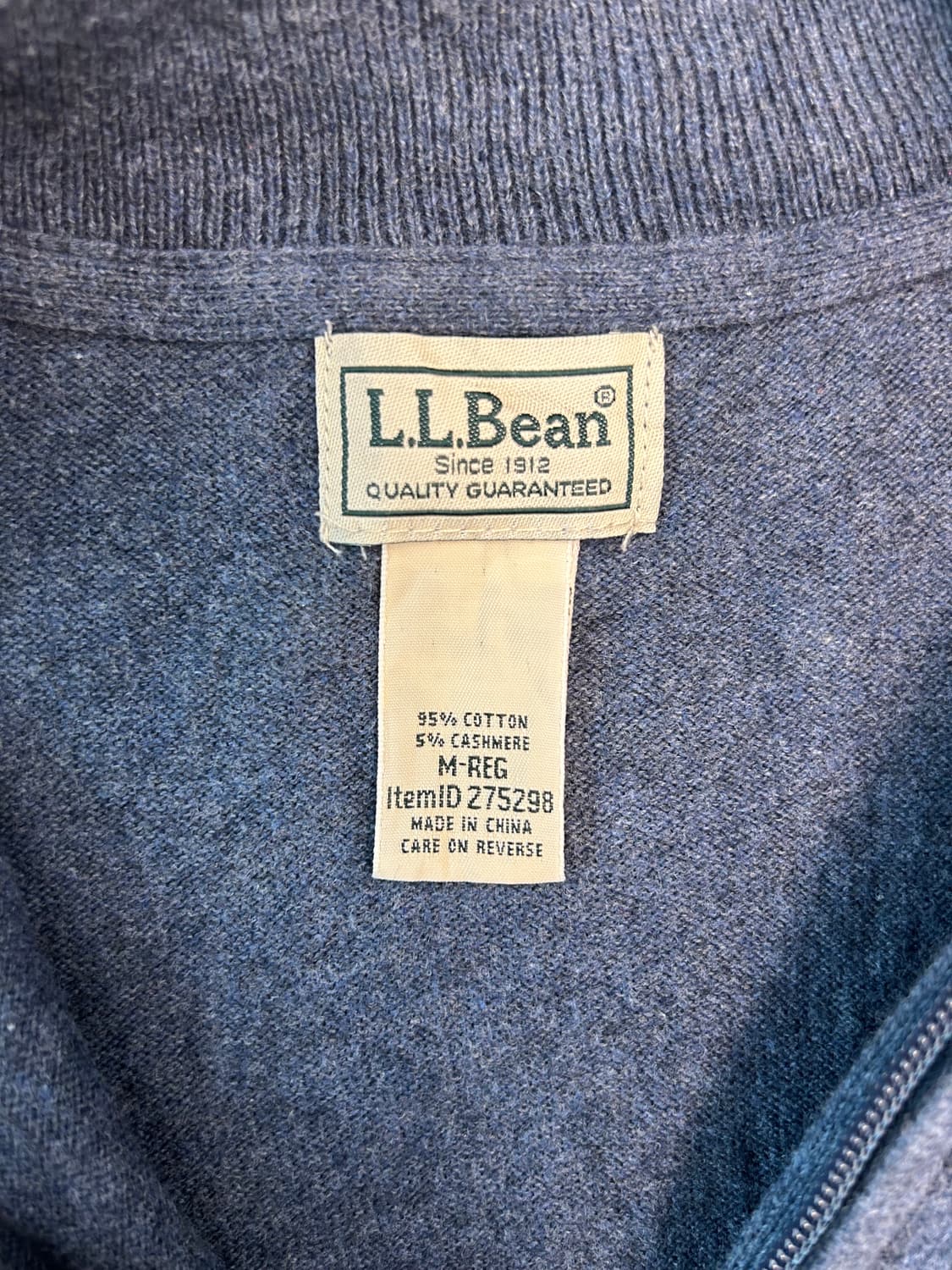 엘엘빈(LLbean) 챠콜 집업 니트 (코튼+캐시미어) 상품이미지4