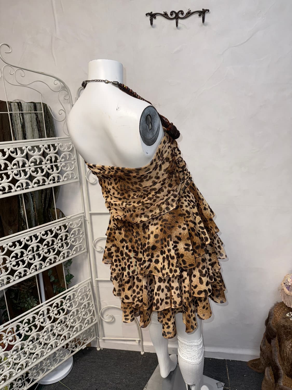 Brown leopard shirring cancan skirt/ops 상품이미지5