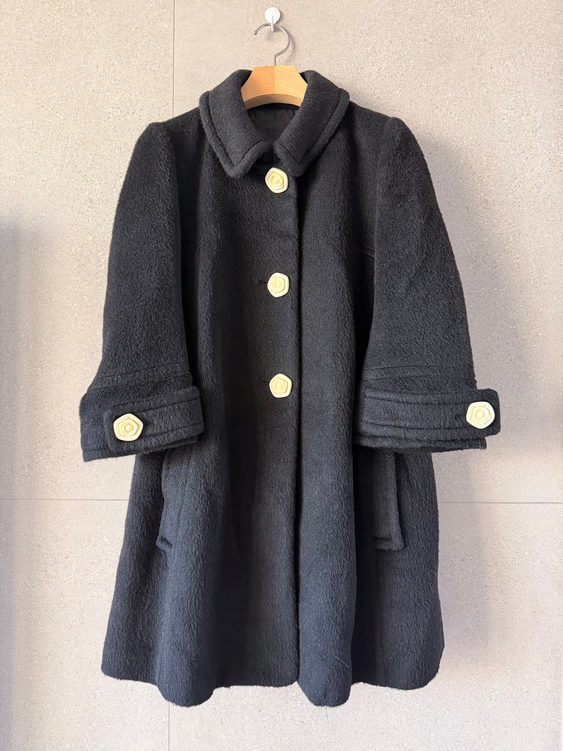 오즈세컨 알파카 모 앙고라 칠부 코트 베이비돌 블랙 모리걸 상품이미지2