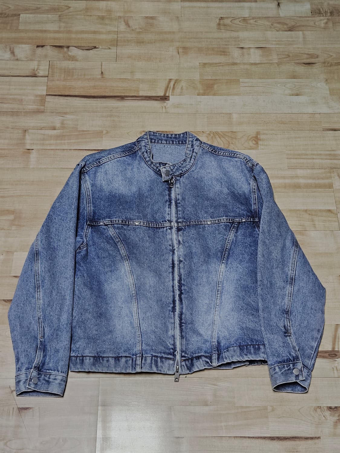 드로잉 워싱 데님 레이서 자켓_Light Blue 상품이미지1