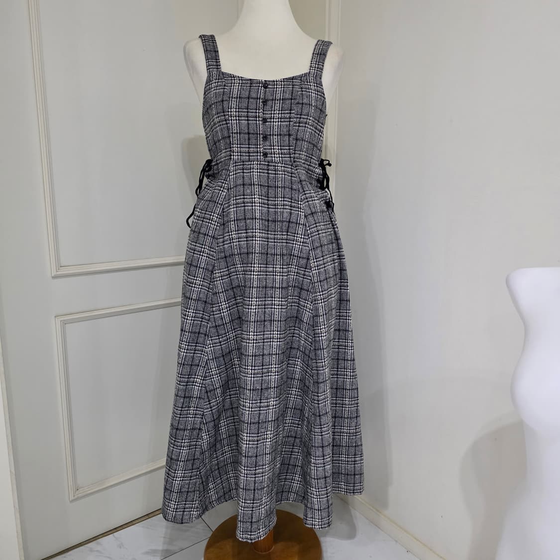 일본빈티지 nohea)양산형지뢰계st 체크 리본 등포인트 코르셋 롱원피스 상품이미지2