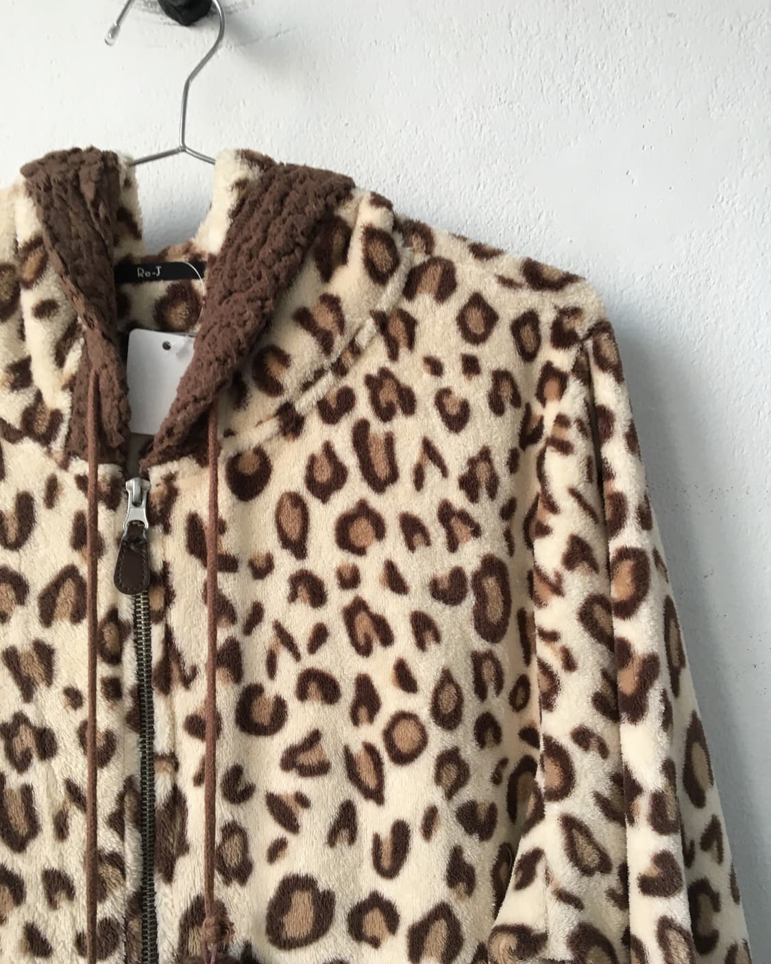 Leopard pattern fleece hood zip up 상품이미지4