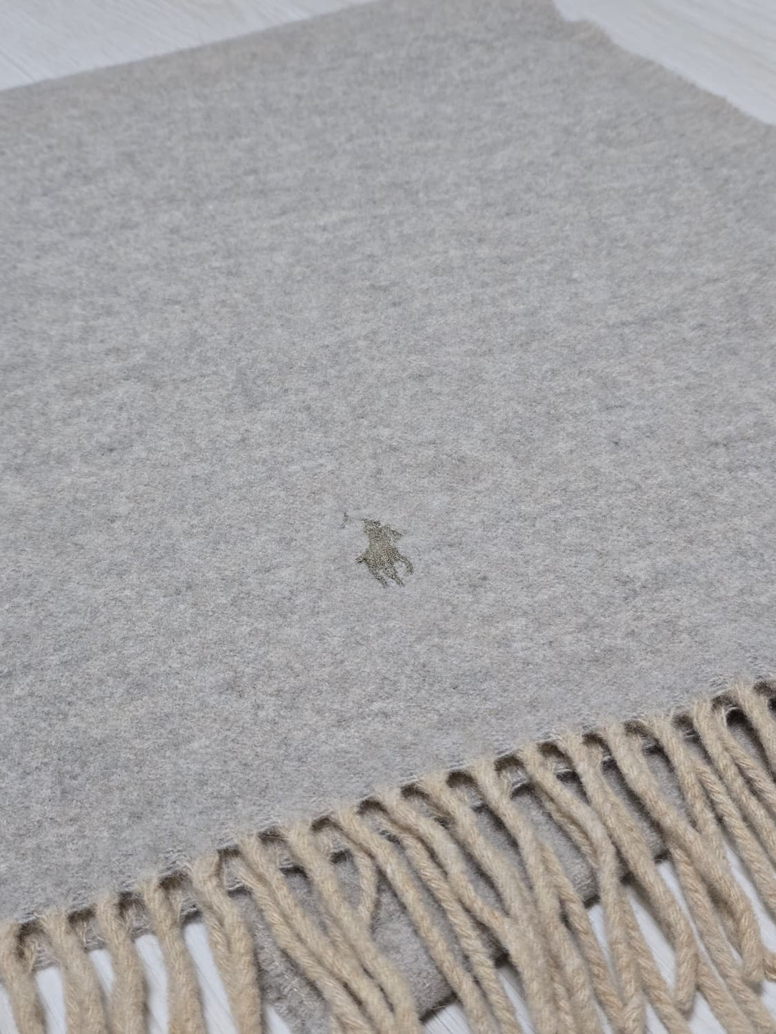 폴로 랄프로렌 베이지 배색 울100 머플러 상품이미지3